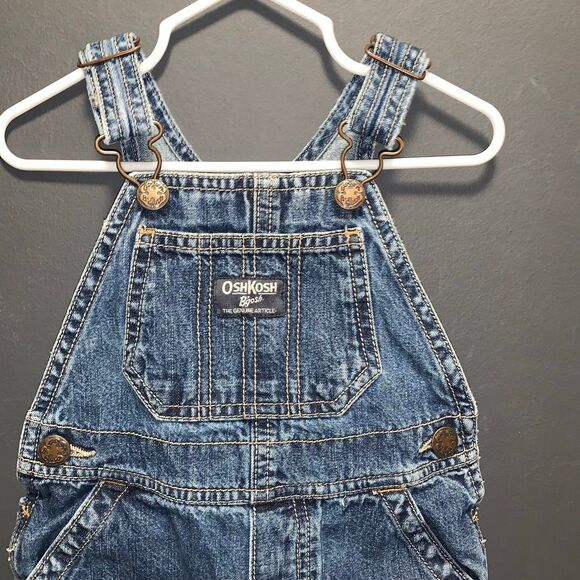 OshKosh Overalls Blue Denim 18m Snap Closure Legs - Picture 3 of 5